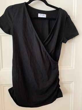 Old Navy Black women ´s Short-Sleeve Wrap top
